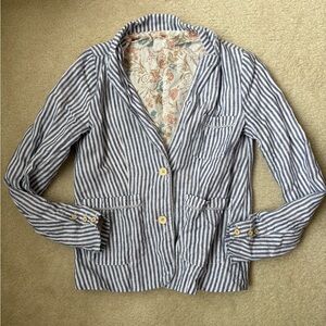 Faherty blue and white striped linen lightweight blazer, sz S, relaxed, comfy